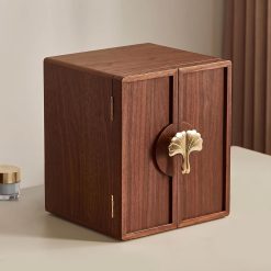 Black Walnut Wooden Jewelry Box for Women, 5 Layer, Brass Handle
